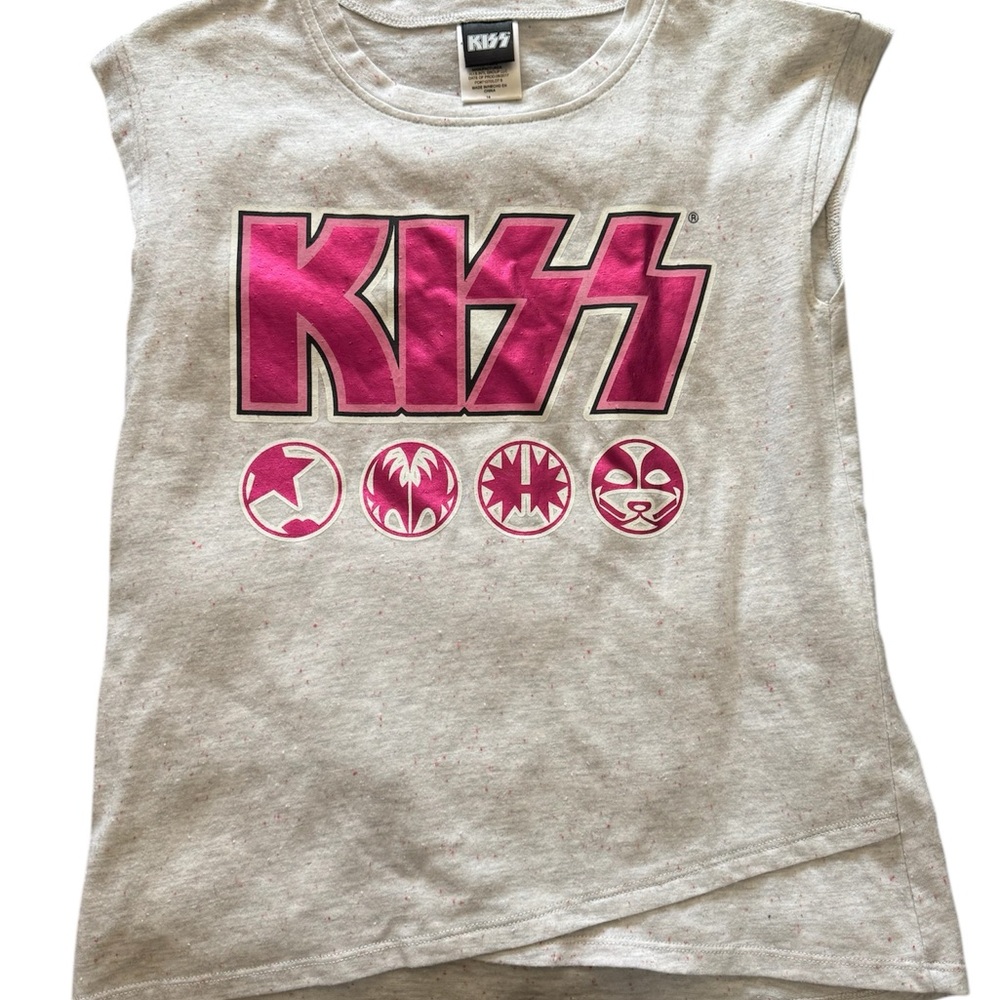 Vintage NWOT KISS Kids Pink Graphic Tee, 14